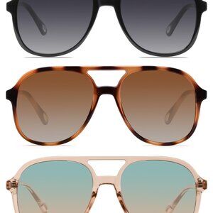 Retro Square Aviator Sunglasses Vintage 70s Double Bridge Sun Glasses Unisex